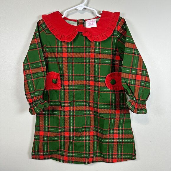 Stitchy Fish Girls 3T Long Sleeve Tartan Plaid Dress Collared Holiday Christmas - Picture 1 of 4